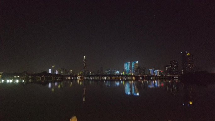 江边 湖边 夜景 湖水 灯光 大楼