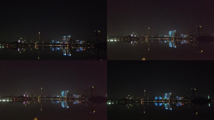 江边 湖边 夜景 湖水 灯光 大楼