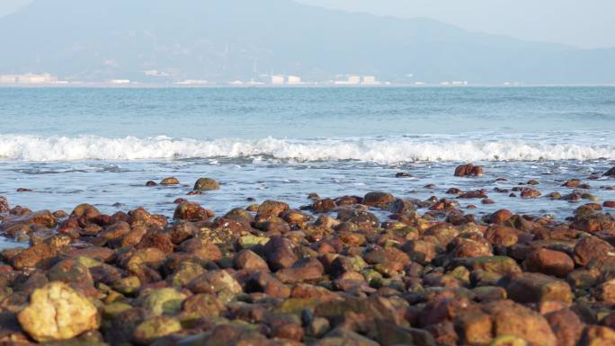 【多组】有礁石的海滩海浪，有原声