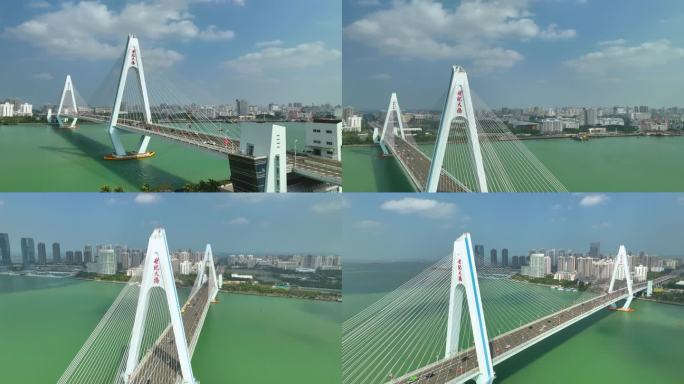 海南海口世纪大桥航拍4K