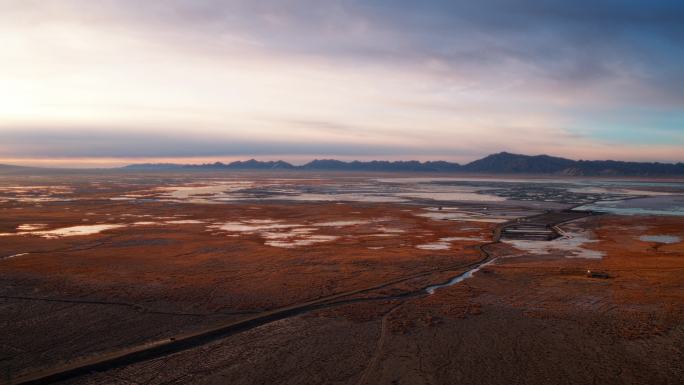 新疆 冬季 大柴旦翡翠湖 全景  航拍