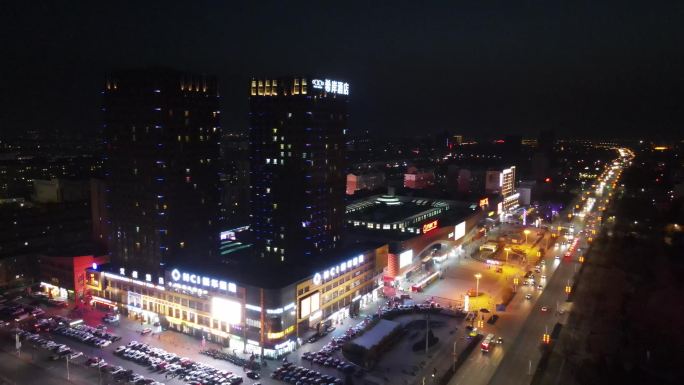 超大景航拍吴忠市利通区唯美高清夜景