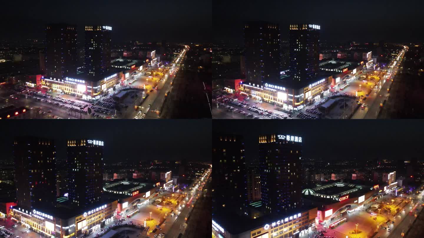 超大景航拍吴忠市利通区唯美高清夜景