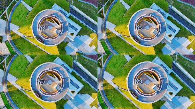 河南省郑州市黑川纪章纪念馆秋季白天航拍