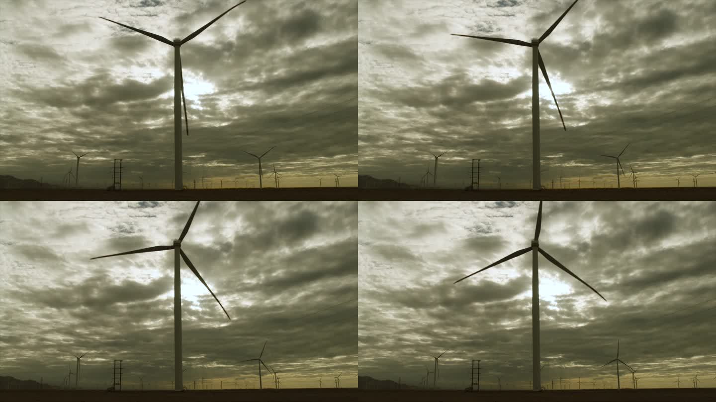 戈壁滩风力发电风机视频