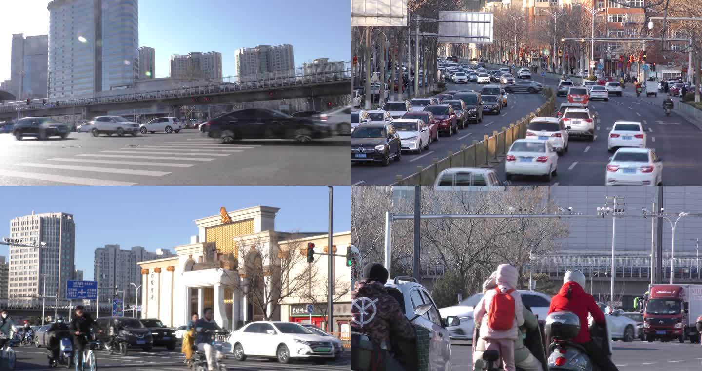 骑电瓶车地铁经过大城市早高峰城市生活打工