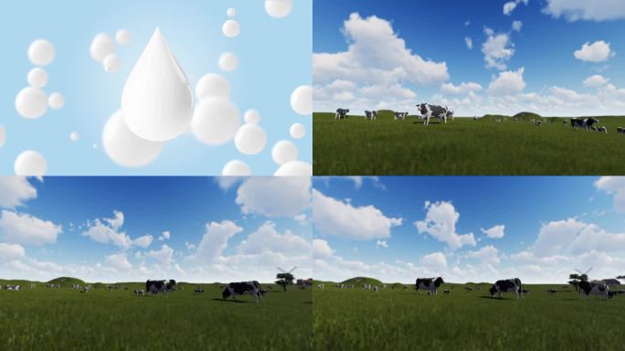牛奶水滴进入牧场视频素材