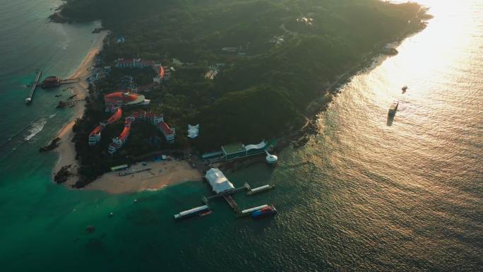 海南三亚海边景色航拍