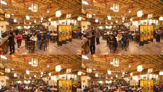 餐馆人流延时摄影