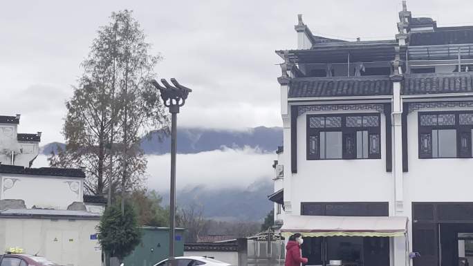 小镇生活 江南 徽派建筑 云雾 山