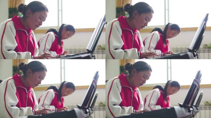 西藏藏族学生音乐课 学生学声乐
