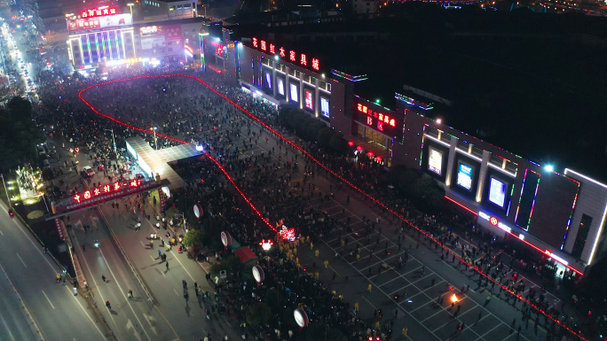 浙江东阳花园村春节年味迎龙灯航拍 合集