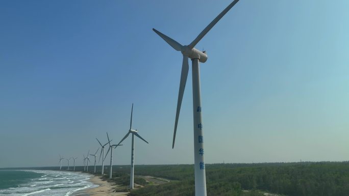 中国华能风力发电机组新能源产业航拍4K