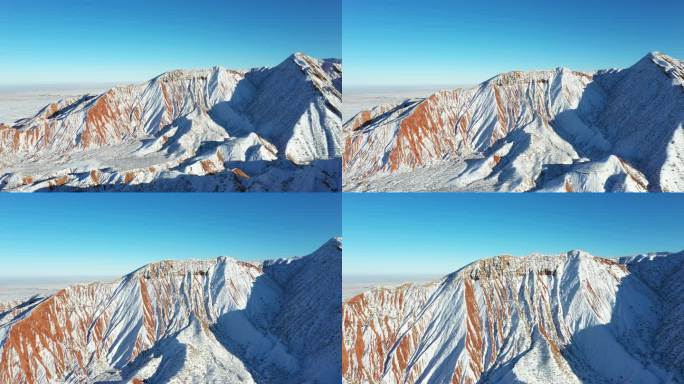 祁连山红山群山雪景航拍