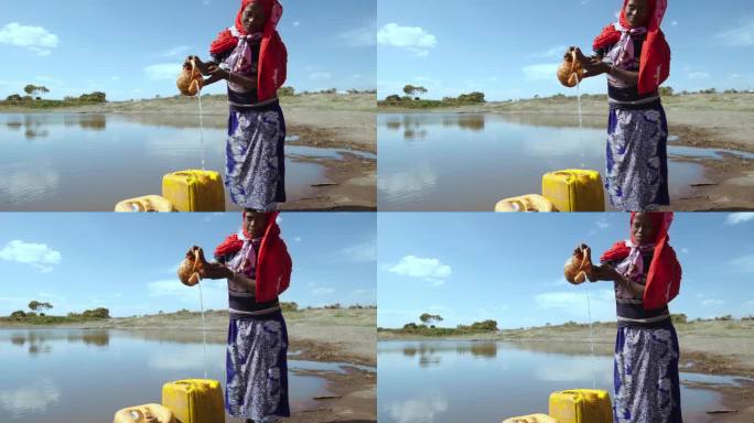 国外人文非洲埃塞俄比亚黑种人用水湖泊