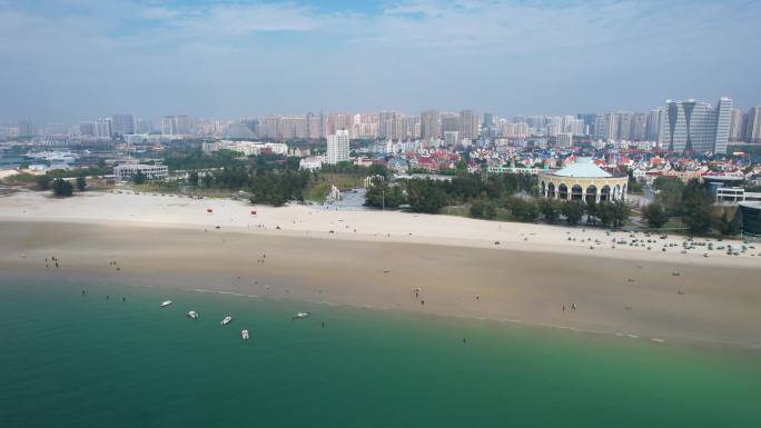 北海银滩海滨风景城市风光航拍