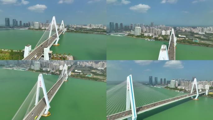 海南海口世纪大桥航拍4K