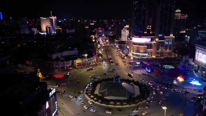 哈尔滨市宏博转盘道夜景延时航拍