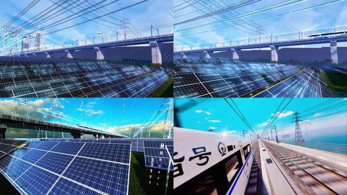 高铁动车电力能源和谐号交通科技感视频素材