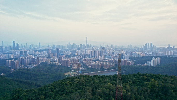 深圳福田塘朗山城市山景4k