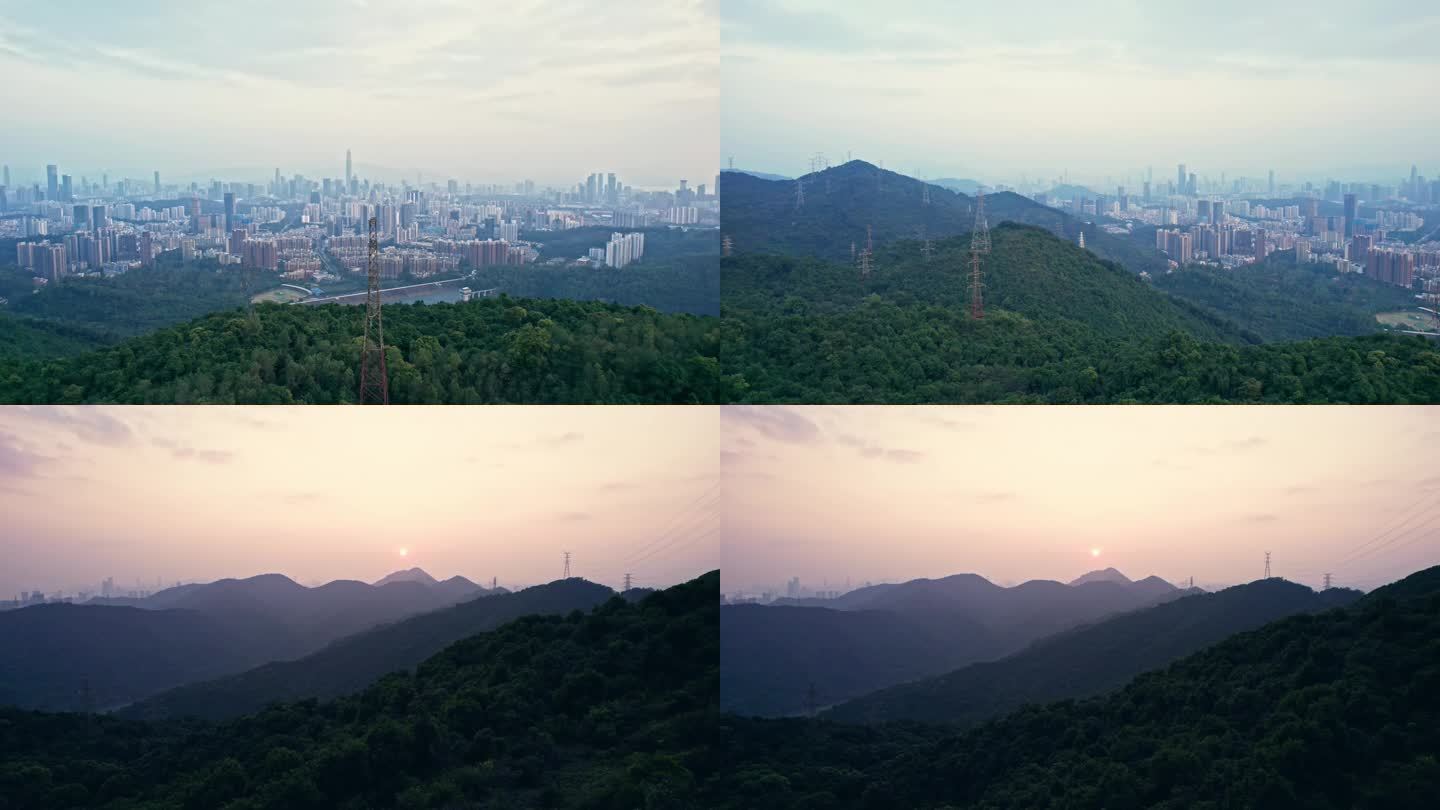 深圳福田塘朗山城市山景4k