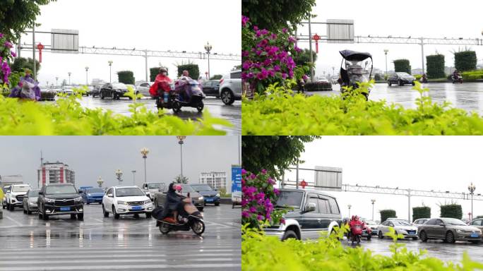 下雨 街道 车流