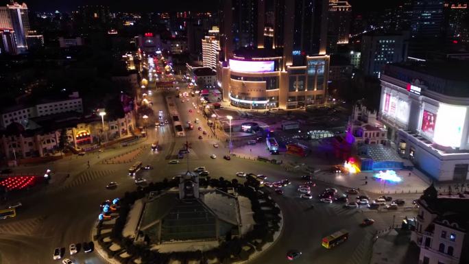 哈尔滨市宏博转盘道夜景延时航拍