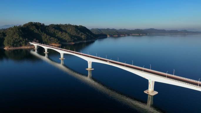 4k航拍千岛湖跨湖桥 高架桥