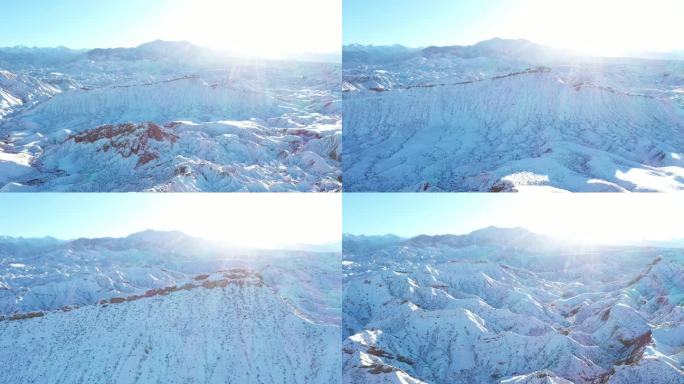 祁连山红山群山雪景航拍