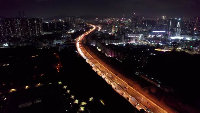 深圳城市交通快速路夜景4k