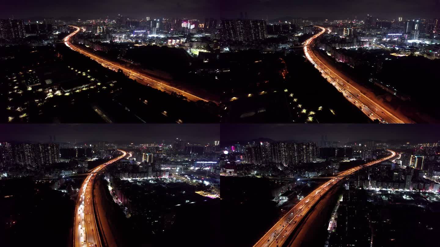 深圳城市交通快速路夜景4k
