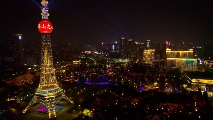 佛山文华公园灯光秀夜景