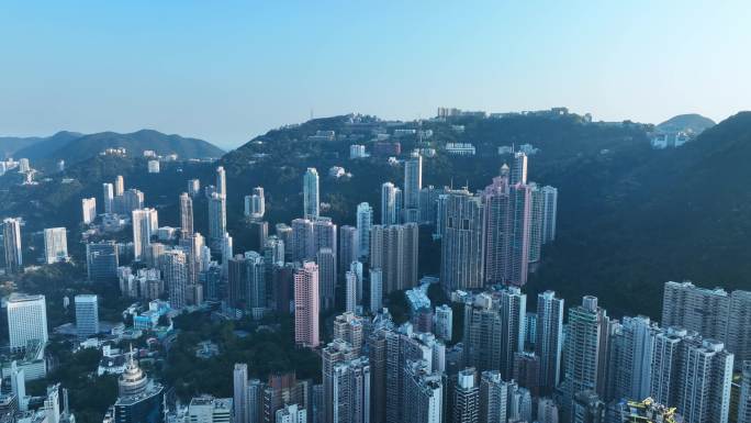 航拍香港维多利亚港湾日景夜景