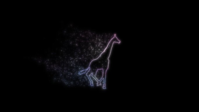 长颈鹿奔跑绚丽粒子动画带通道