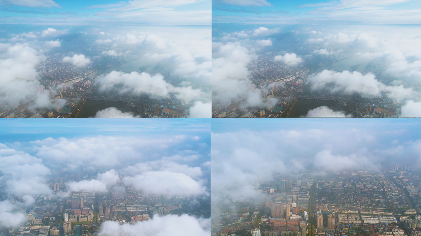 南阳城市航拍穿云摄影