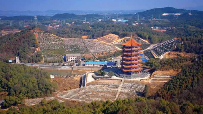 城市公墓墓地航拍