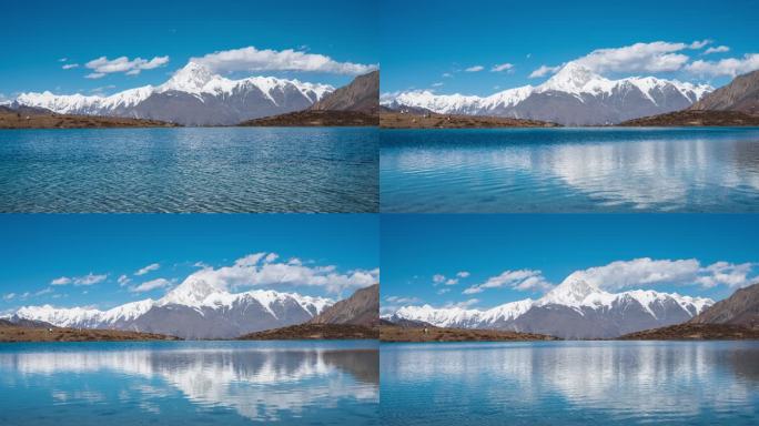 贡嘎雪山和天然湖泊延时摄影
