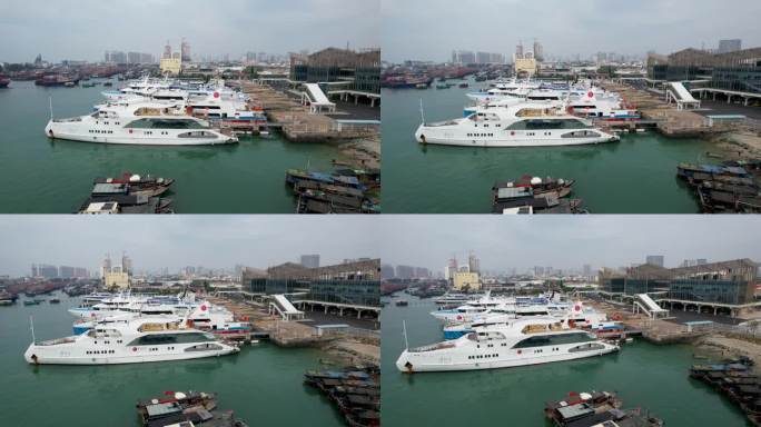 北海国际旅游港港口游轮渔船航拍