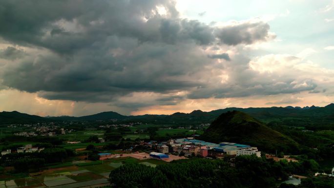 傍晚 黄昏 乡村 风景