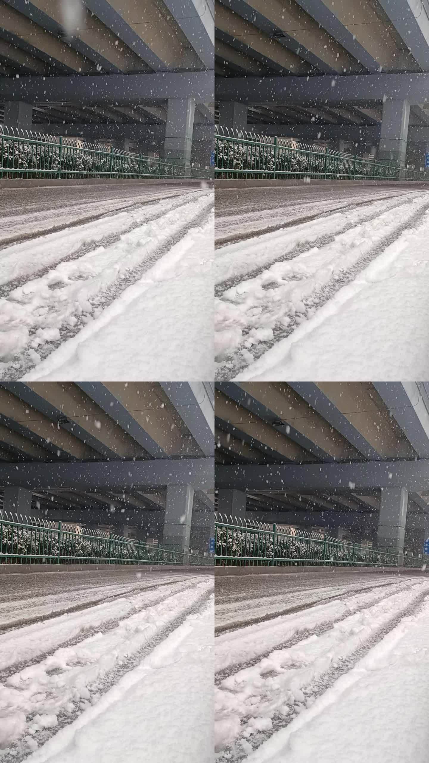 中国北方城市石家庄传统天气冬天下雪天街道