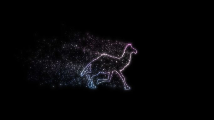 骆驼奔跑动画彩色粒子动物带通道