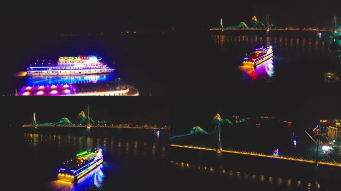 航拍宜昌地标，宜昌长江三峡，宜昌夜景游轮