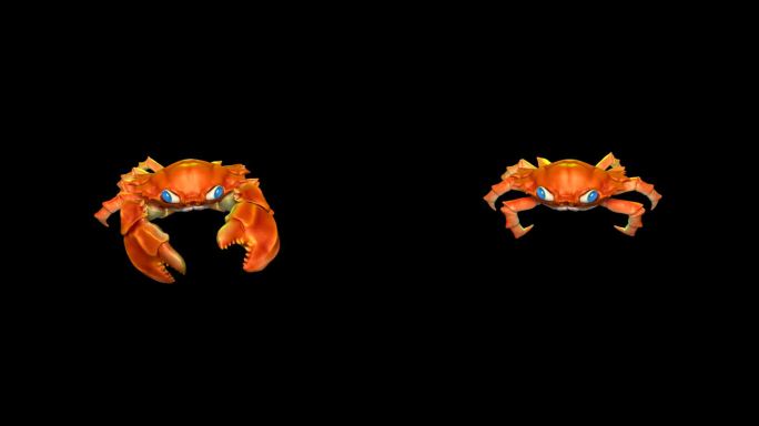 红螃蟹三维动画游戏霸气带透明通道游走死亡