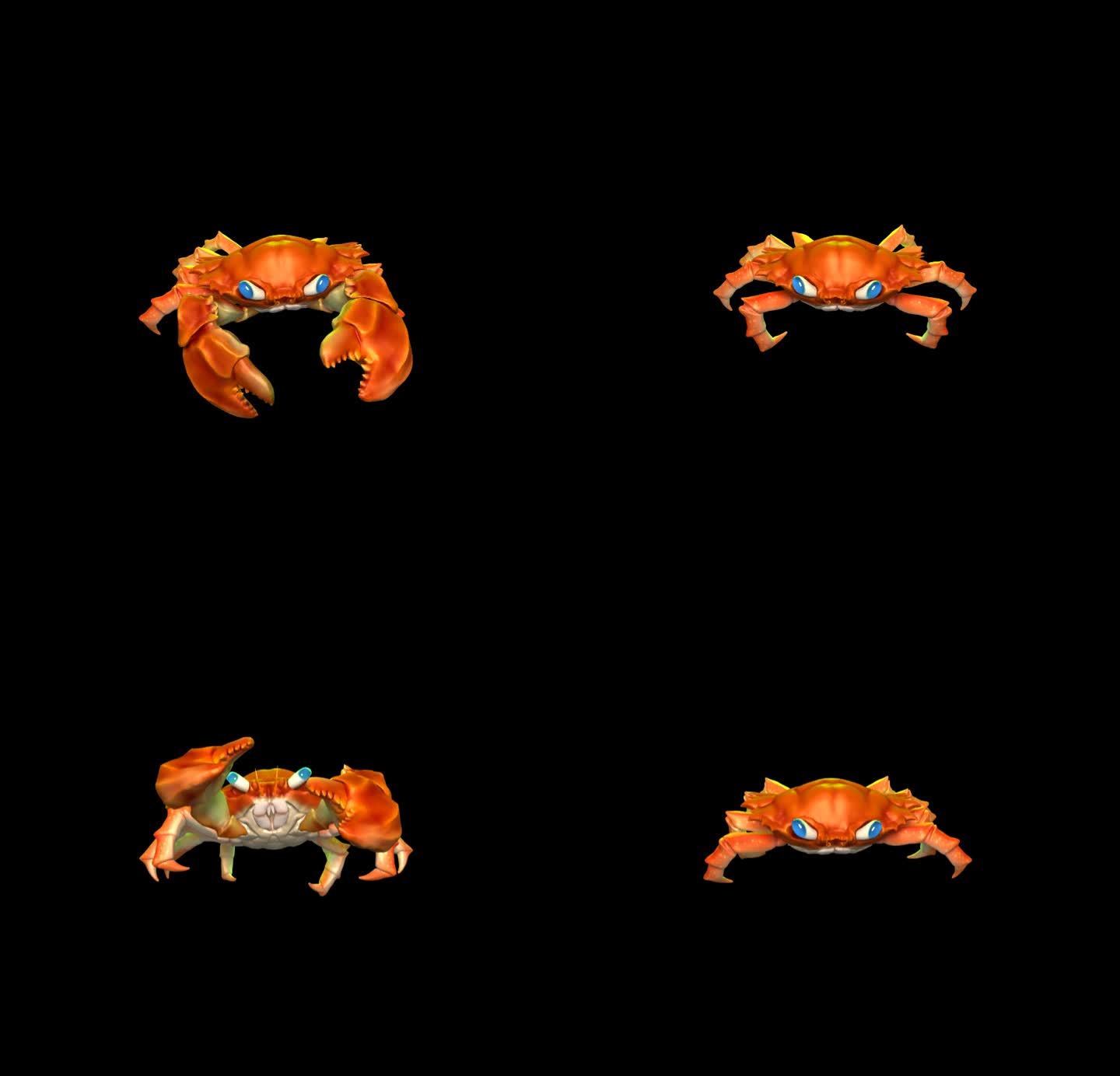 红螃蟹三维动画游戏霸气带透明通道游走死亡