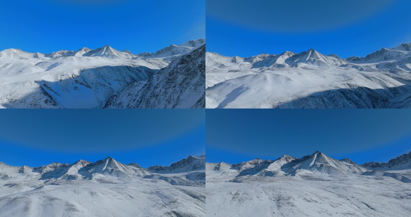 岗什卡雪峰主峰由远及近航拍