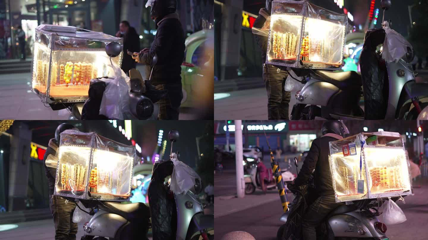 夜晚卖冰糖葫芦商场街景辛苦市集市井生活