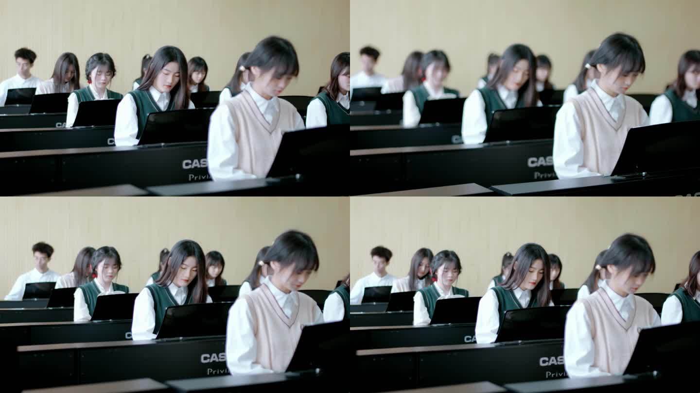 大学女生练钢琴弹钢琴