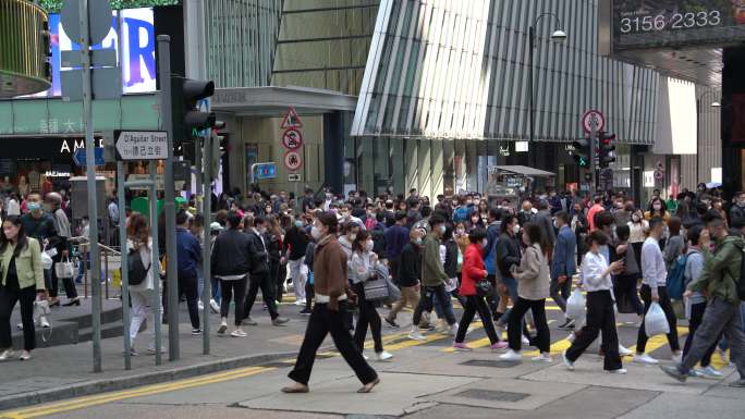 香港白天街头上班族人流