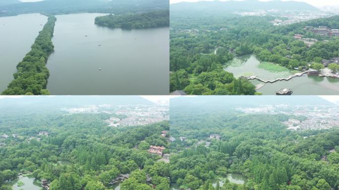 杭州西湖景区风光航拍