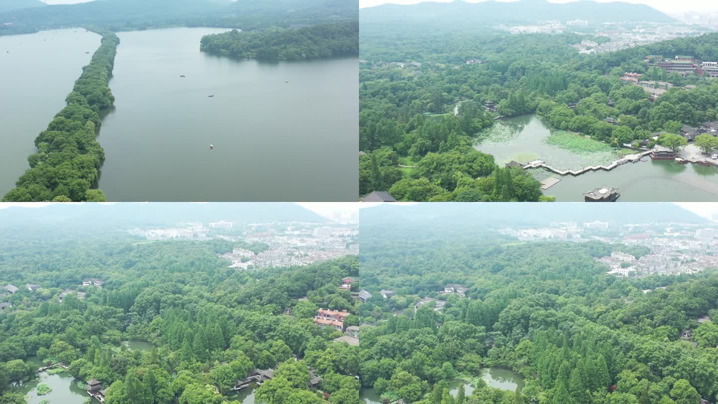 杭州西湖景区风光航拍